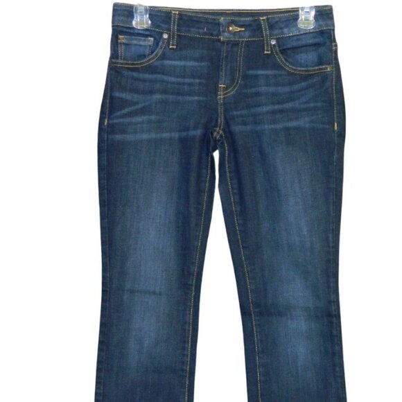 2 for/ $35 GUESS Dark Blue Mild Distressed Straight Leg Mid Rise Jeans Size 26 - Picture 3 of 11
